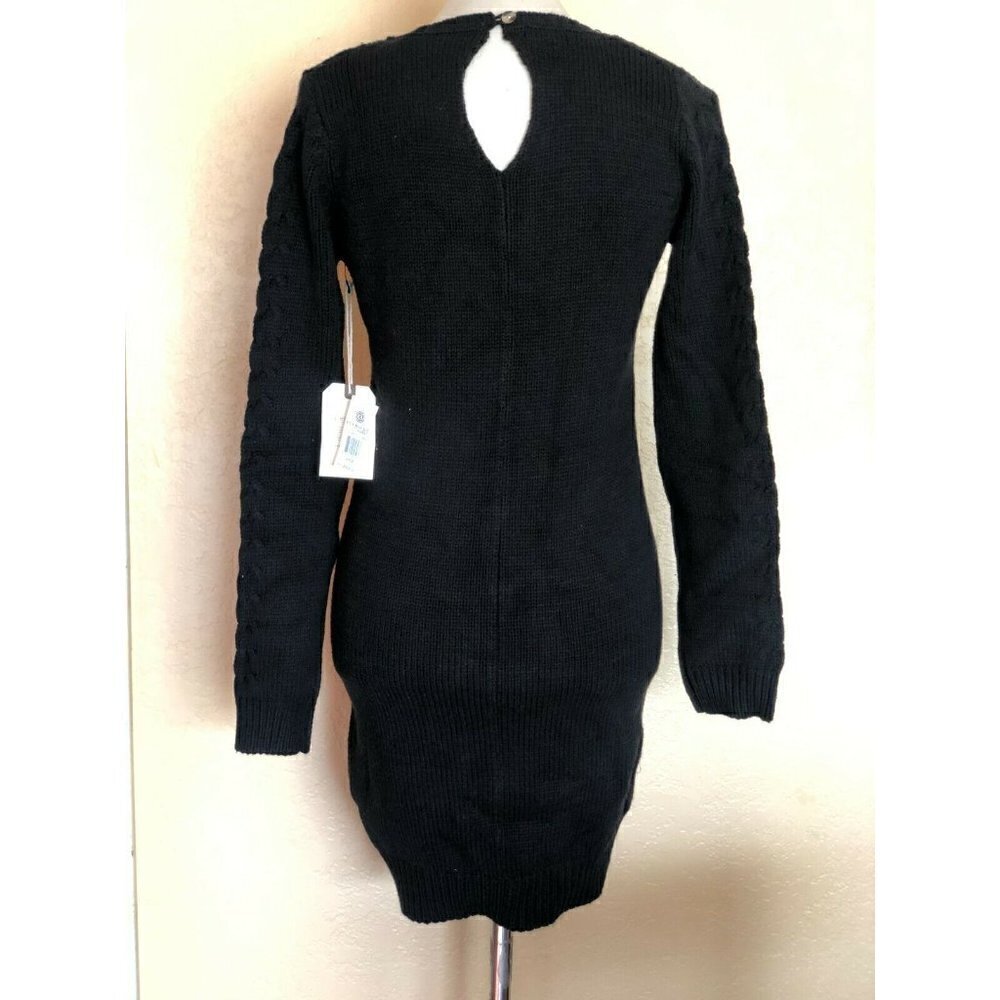 Element Women's Black Cable knit My Love Sweater Dress Size M L - Picture 11 of 12